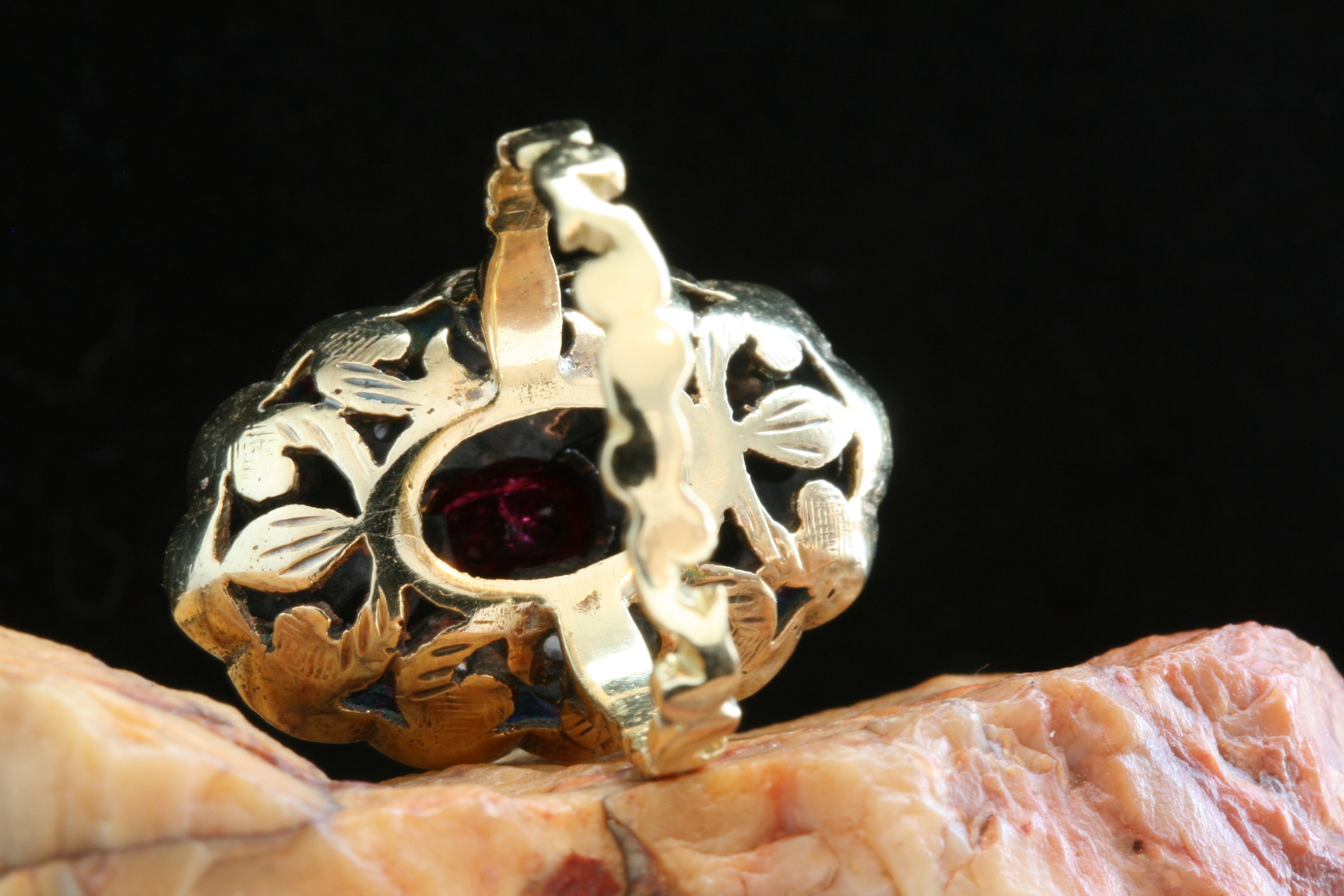 Georgian 18k Gold Enamel Ruby Rose Cut Diamond Ring: Antique Jewelry - Etsy
