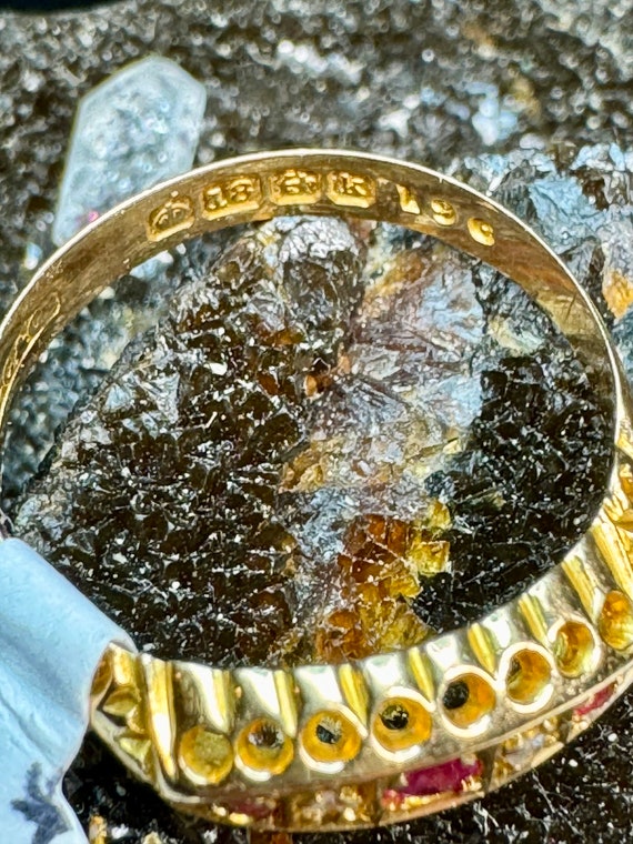 Antique Edwardian 18k Gold Ruby Diamond Ring, Bri… - image 10