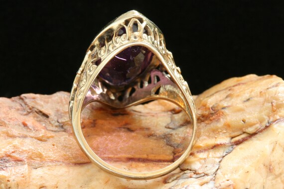 Antique Gold Filigree Ring, Art Deco Amethyst Pas… - image 7