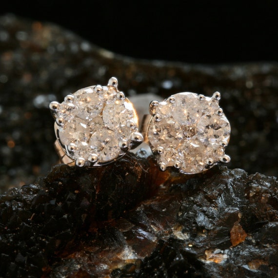 Gold Diamond Stud Earrings, 10k Gold Natural .46ct