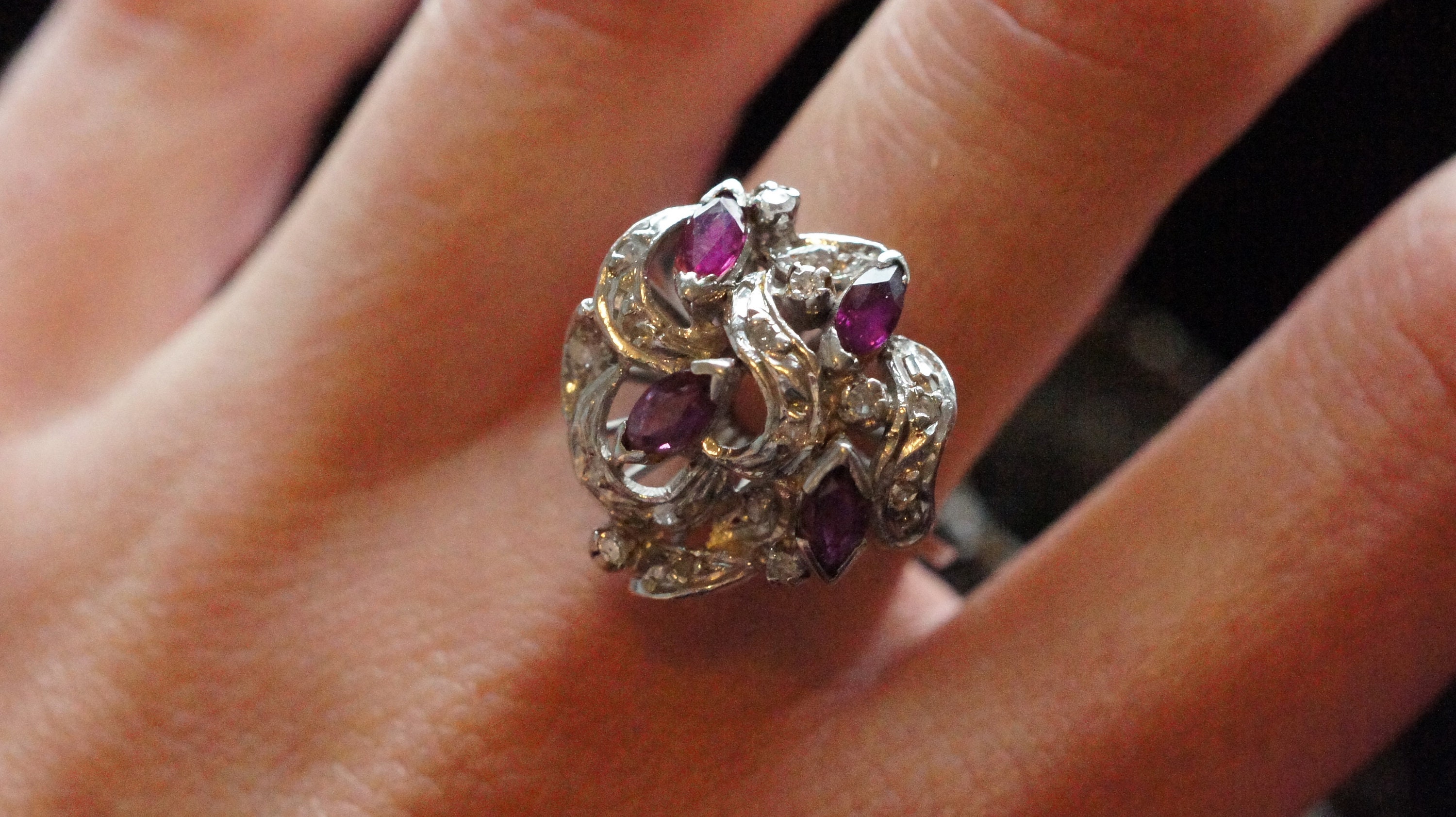 Antique Diamond Ruby Ring Palladium Art Deco .68tcw Natural | Etsy