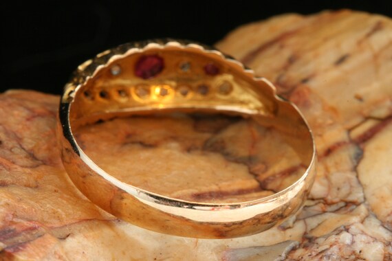 Antique Edwardian 18k Gold Ruby Diamond Ring, Bri… - image 7