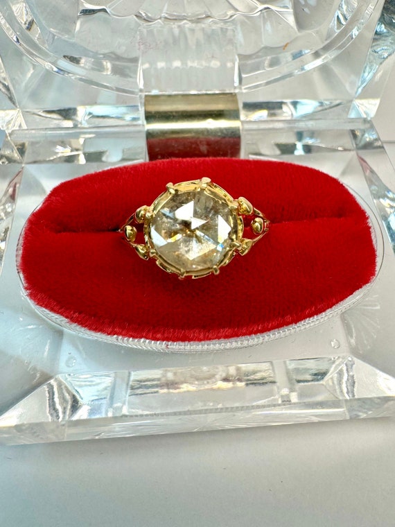 Antique Gold Diamond Ring, 2.6ct Solitaire Foil Ba