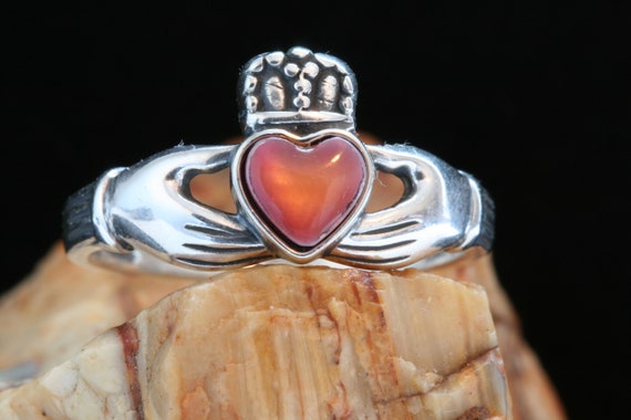 Silver Claddagh Abalone Ring, Sterling Silver Nat… - image 2