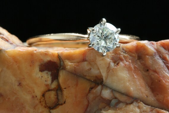 Vintage Diamond Engagement Ring, 14k Gold Solitai… - image 3