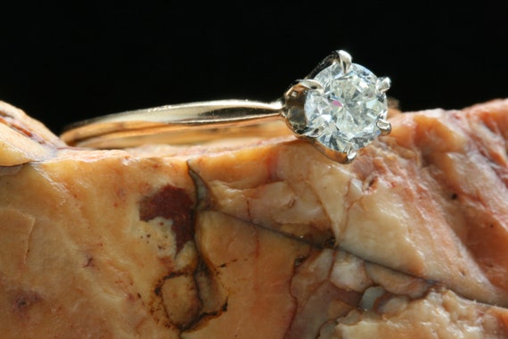 Vintage Diamond Engagement Ring, 14k Gold Solitai… - image 4