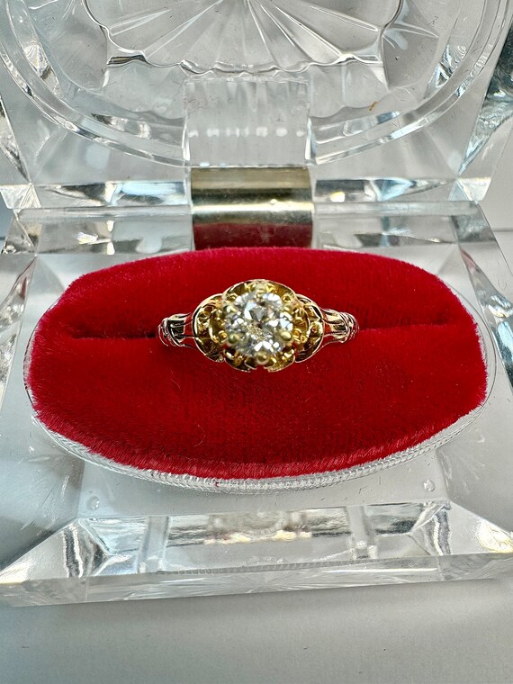 Antique Victorian Diamond Ring, 14k Gold .43ct Nat