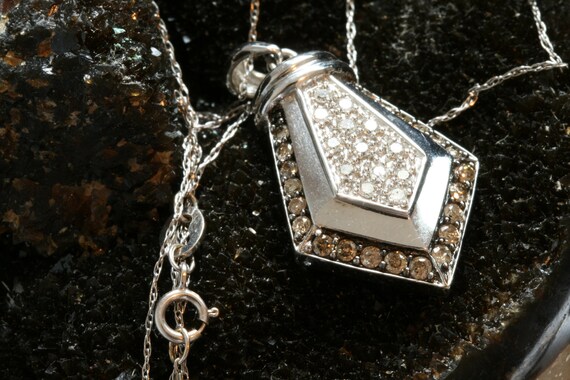 White Gold Diamond Necklace, 10k Gold .40ctw Natu… - image 1