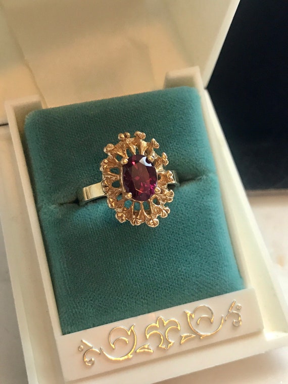 Gold Tourmaline Vintage Ring, 14k Gold 1.3ct Natu… - image 3