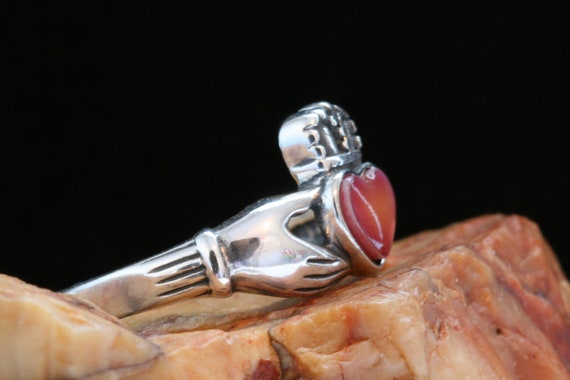 Silver Claddagh Abalone Ring, Sterling Silver Nat… - image 7