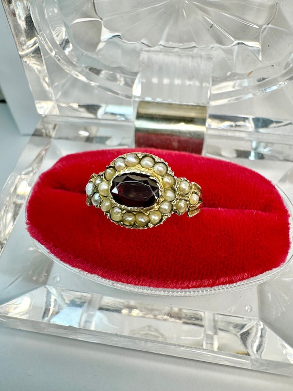 Antique Gold Garnet Ring, Georgian 1700s Ring, See
