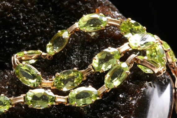 10k Gold Peridot Bracelet, 8.5tcw Peridot Gold Vin