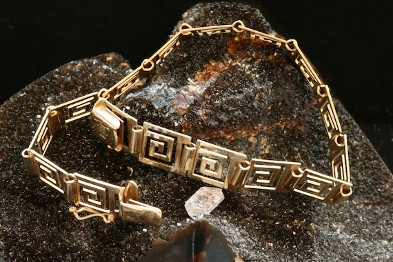 14k Gold Link Bracelet, Gold Vintage Box Square S… - image 3