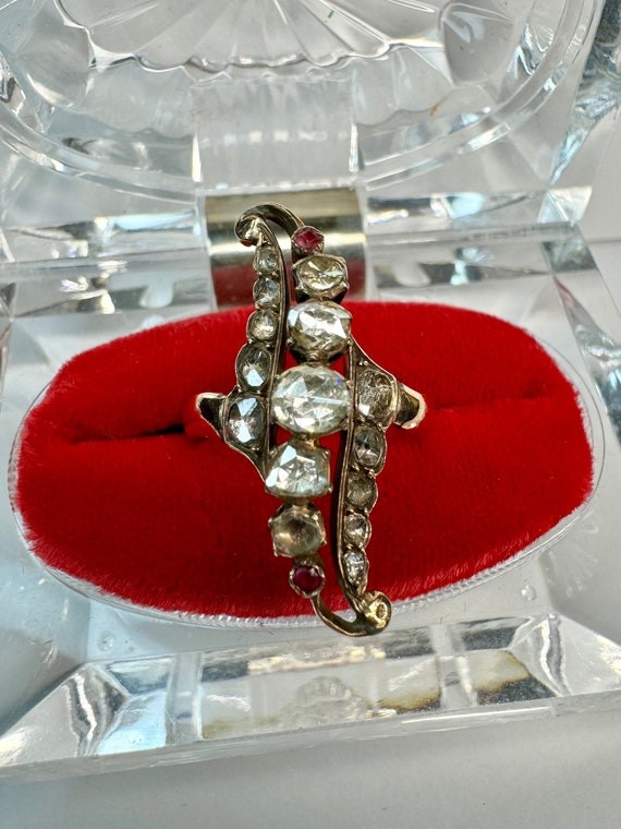 Antique Gold Diamond Ring, Georgian Era Ring, 2.2c