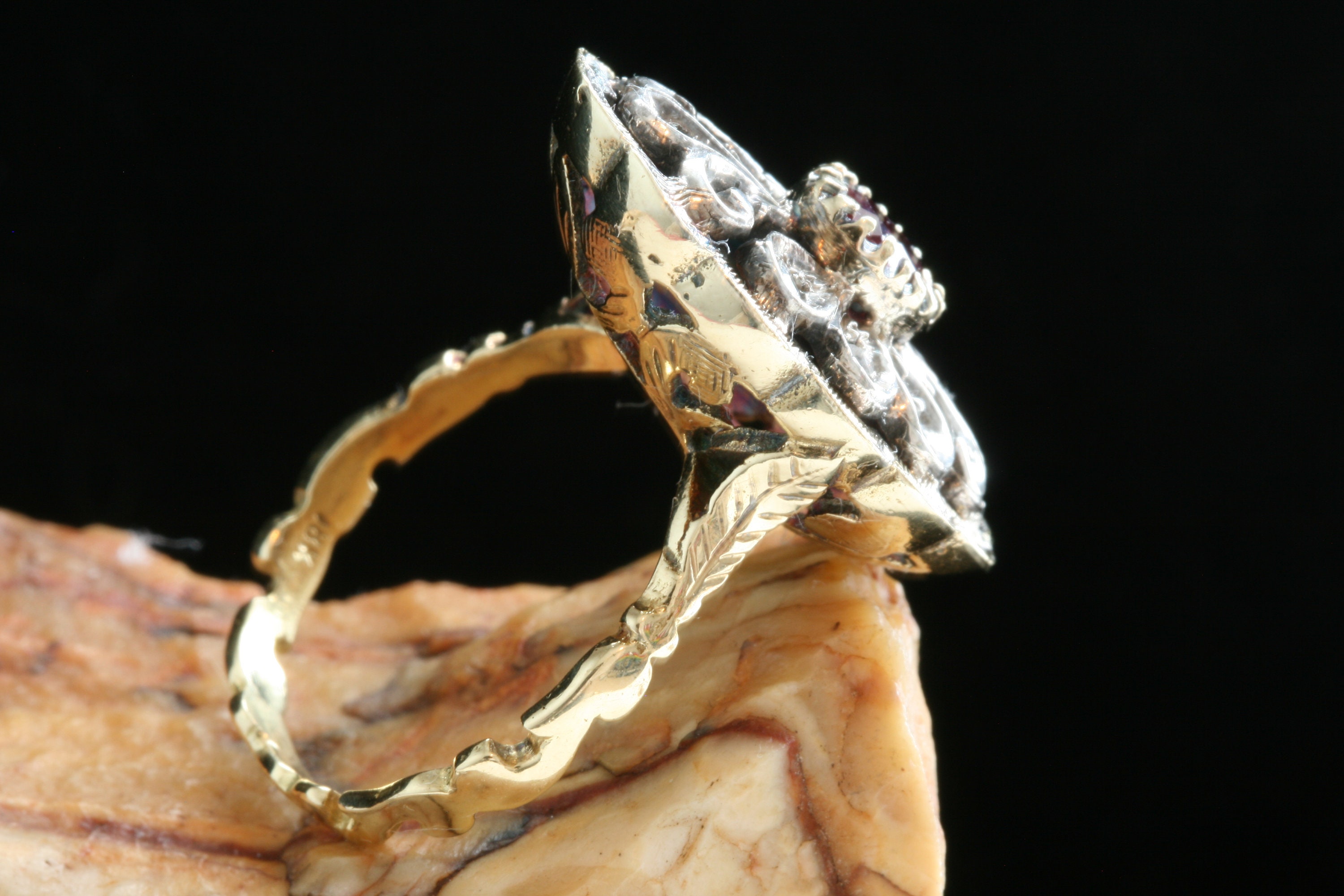 Georgian 18k Gold Enamel Ruby Rose Cut Diamond Ring: Antique Jewelry - Etsy
