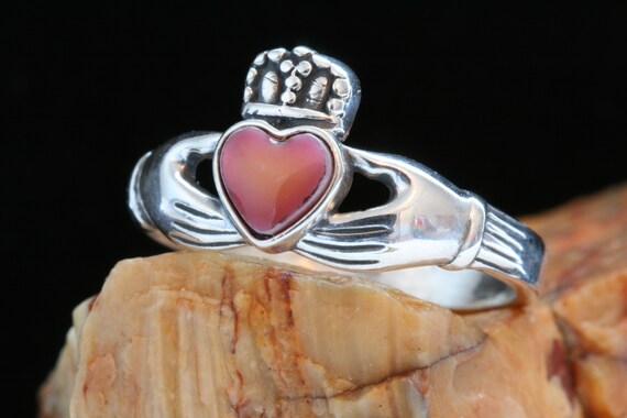 Silver Claddagh Abalone Ring, Sterling Silver Nat… - image 4