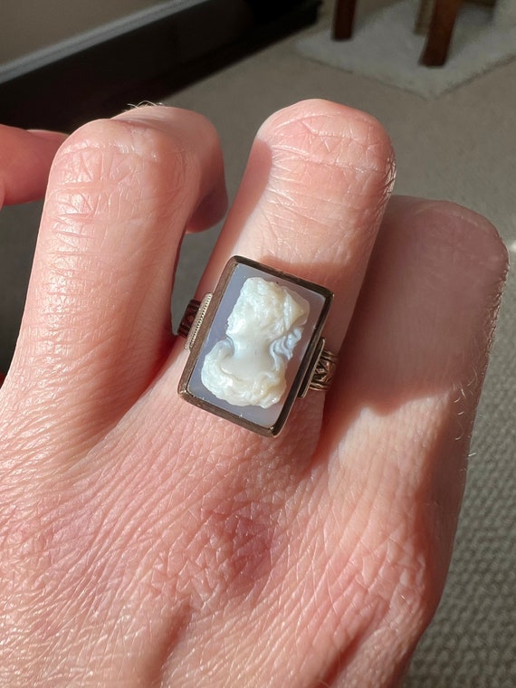 Antique Gold Cameo Ring, Victorian Ring, Sardonyx… - image 9