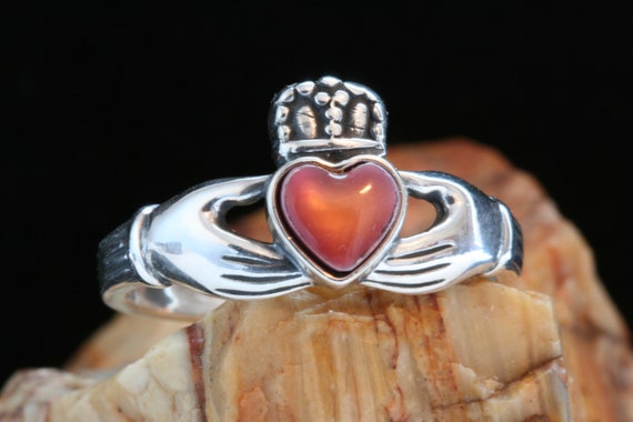 Silver Claddagh Abalone Ring, Sterling Silver Nat… - image 1