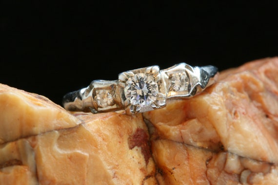 Vintage Gold Diamond Ring, Vintage Engagement Rin… - image 2
