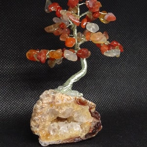 Agate / Carnelian, wire tree, gemstone tree, zodiac sign - Aries, lucky charm, tree of life, agate geode