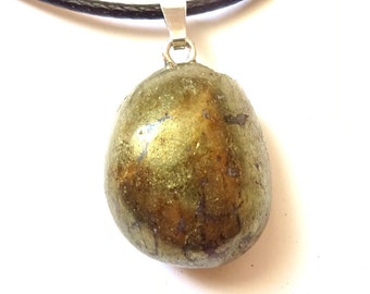 Chalcopyrite, Chalcopyrite with 925 silver eyelet on the chain