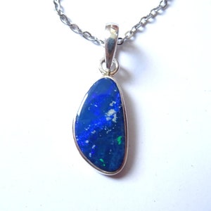Opal pendant, real jewelry, blue, 925 pendant eyelet