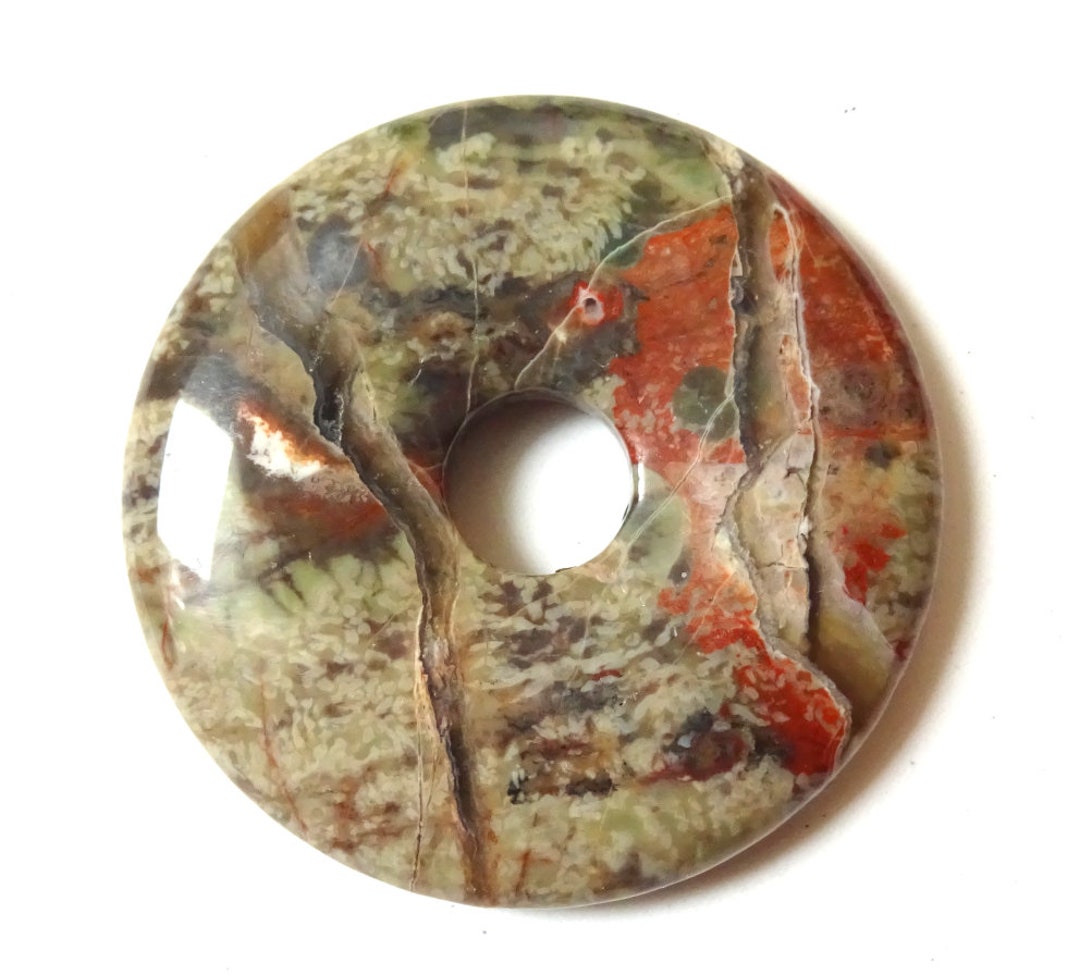 Flower Rhyolite, Volcanic Rock on Leather Strap, Rhyolite Donut, Pi ...