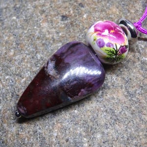 Rare Sugilite, 1A quality, Sugilite pendant with macrame cord.