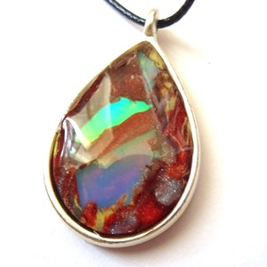 Aurora Borealis Opal, polymer, necklace pendant, pendant, handmade, Aurora Opal
