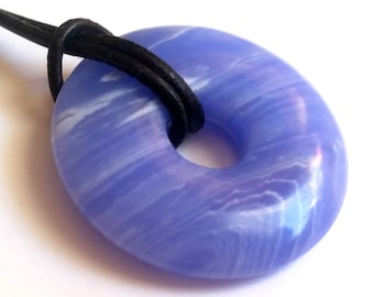 DONA DE VIDRIO DE CALCEDONIA, dona azul cielo, disco Pi