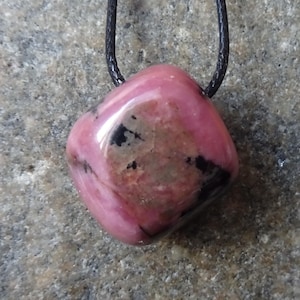 RHODONITE, rhodonite stone, pendant hole stone, pink black