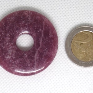 Pingente de pedra preciosa nobre lepidolita donut 40 mm - Qualidade A