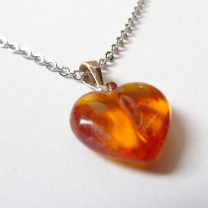 Amber heart, heart pendant, 925 pendant eyelet