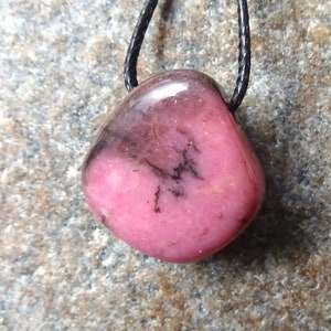 RHODONITE, rhodonite stone, pendant hole stone, pink black
