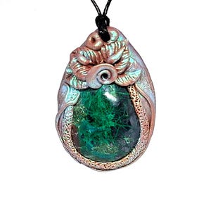 beautiful chrysocolla-malachite pendant, handmade, unique necklace pendant