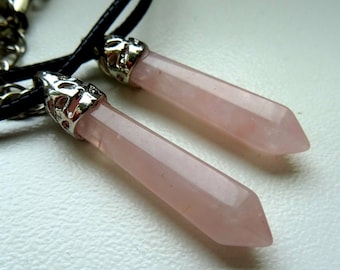 Rose quartz, pendant with chain, stone of love