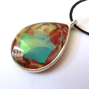 Aurora Borealis Opal, polymer, necklace pendant, pendant, handmade, Aurora Opal
