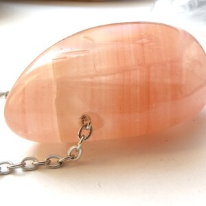 Calcite drops, delicate and elegant apricot calcite, apricot calcite with stainless steel chain