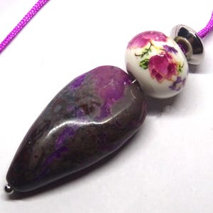 Rare Sugilite, 1A quality, Sugilite pendant with macrame cord.