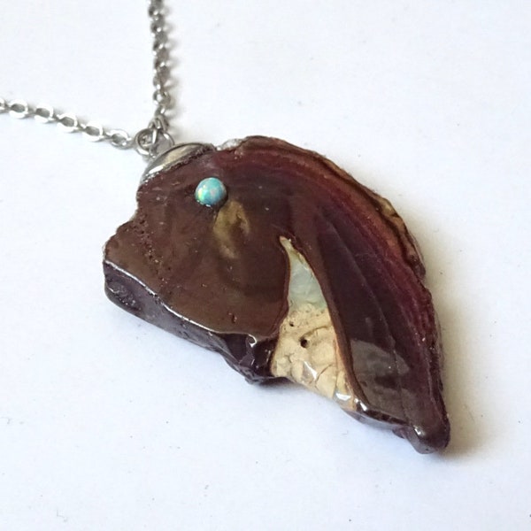 Boulder opal in the matrix, opal pendant, boulder opal