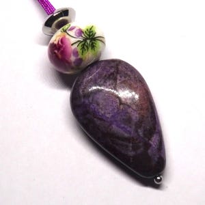 Rare Sugilite, 1A quality, Sugilite pendant with macrame cord.