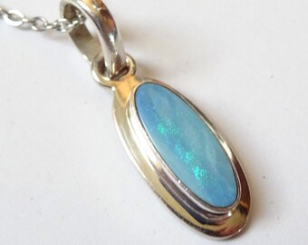Opal pendant, real jewelry, sky blue, 925 pendant eyelet