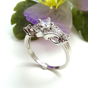 925 silver ring, vintage style, 15 zirconia stones, engagement ring, birthday gift
