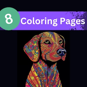 Dog Mandala Coloring Pages - Set of 8, Relaxing Canine-Themed Adult Coloring, Perfect Gift for Dog Lovers