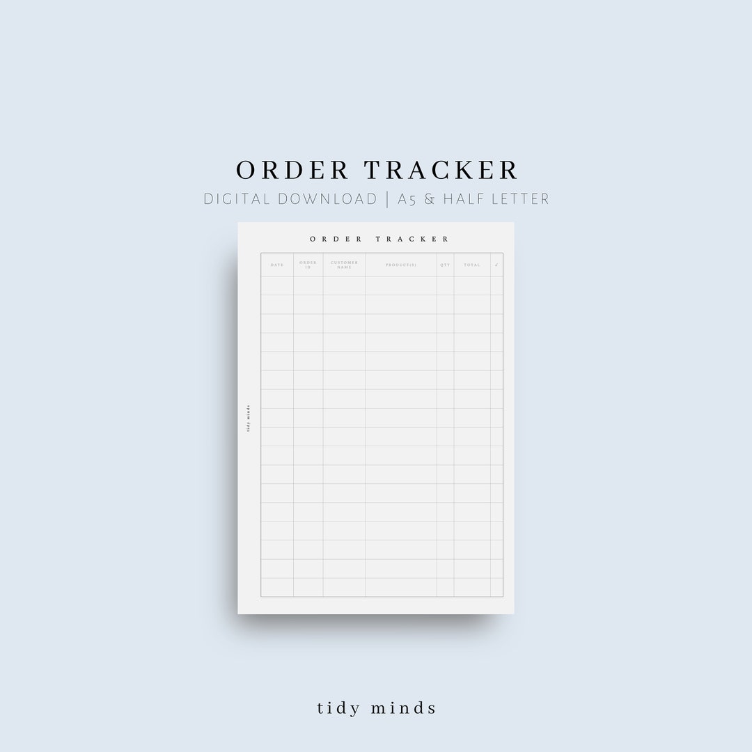 Order Tracker Printable, Business Planner, A5 Half Letter (digital ...