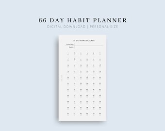 66 Day Habit Tracker, Personal Planner Insert (Digital Download)