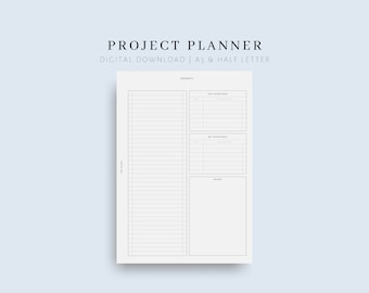 Project Planner Printable, A5 and Half Letter, Deadline Tracker (Digital Download)