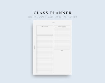 Minimalist Class Planner Printable, A5 & Half Letter (Digital Download)