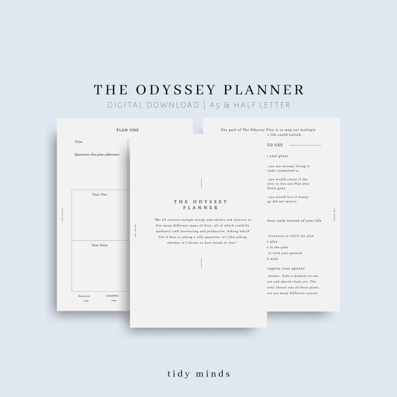 Odyssey Life Plan, 5 Year Planner, A5, Half Letter (Digital Download)