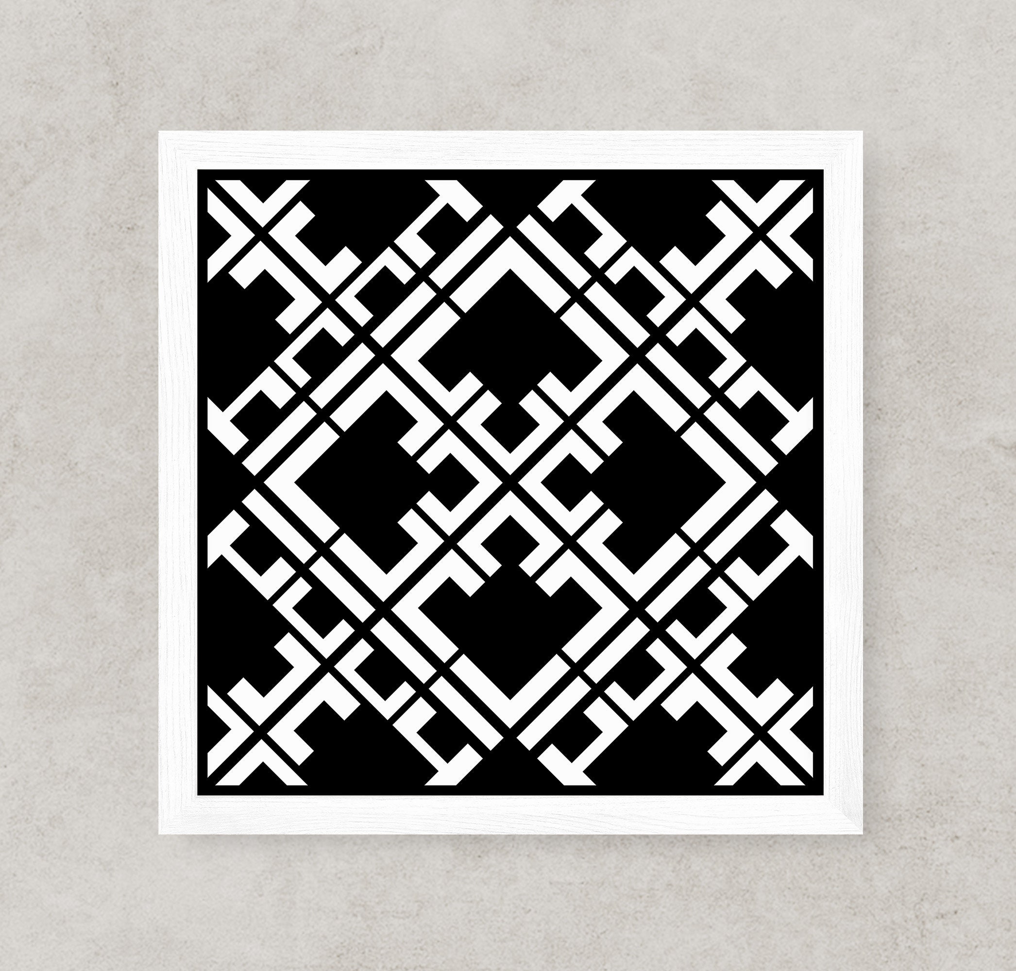 Black and White Geometric Art, Geometric Wall Art, Tile Art Print ...